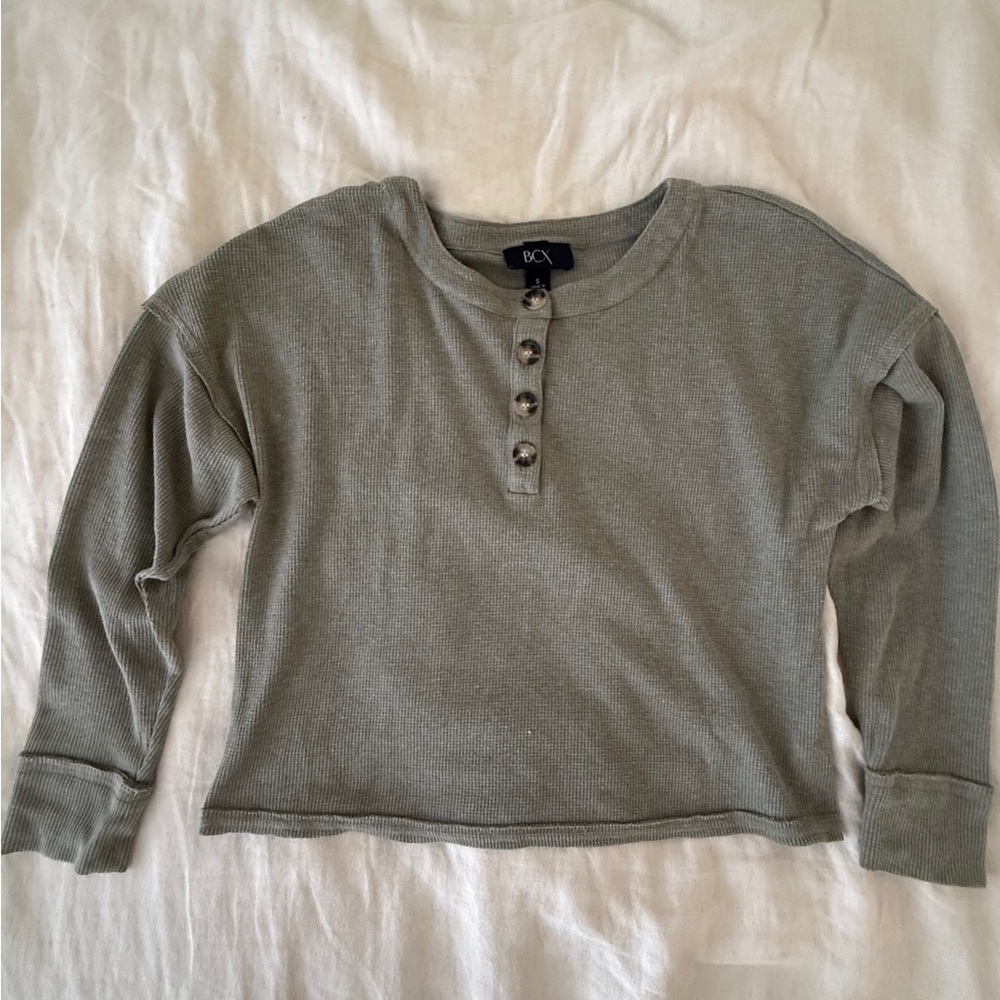 BCX olive green long sleeve shirt